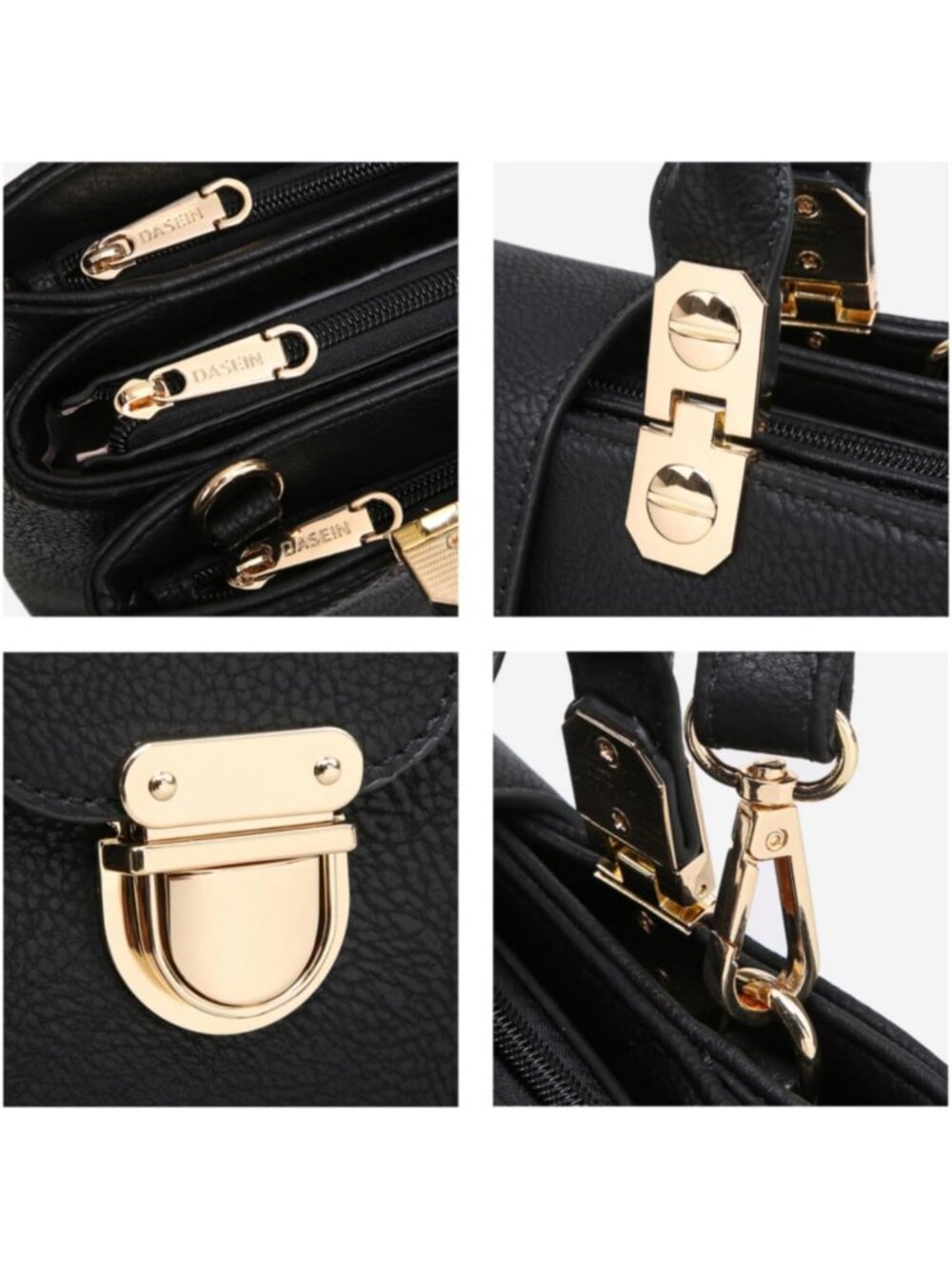 Stylish Vegan Leather Satchel Handbag - Medium Tote Purse with Top Handle - Picture 6 of 6